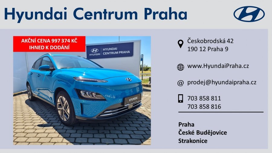 Hyundai Kona, KONA EV 150 kW (elektřina) Stálý redukční převod, barva modrá