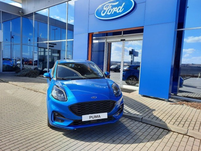 Ford Puma, ST-Line, 5dveřová, 1.0 EcoBoost Hybrid (mHEV) 92 kW/125 k, 6st. manuální, barva modrá