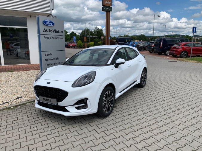 Ford Puma, ST-Line, 5dveřová, 1.0 EcoBoost Hybrid (mHEV) 92 kW/125 k, 6st. manuální, barva bílá