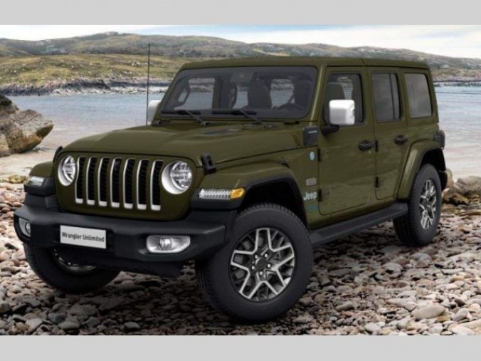 Jeep Wrangler, 2.0T 4xe PHEV 380k 8AT Sahara, barva zelená