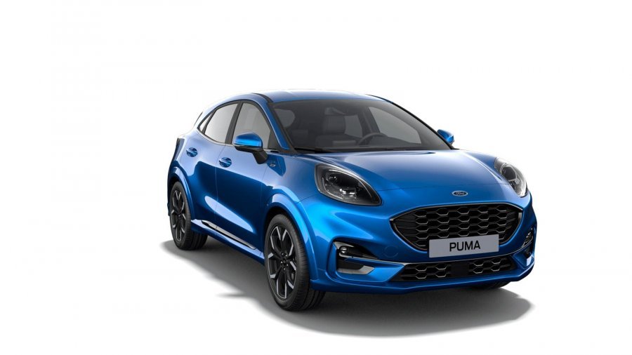 Ford Puma, ST-Line X, 5dveřová, 1.0 EcoBoost (mHEV) 92 kW/125 k, 6st. manuální, barva modrá